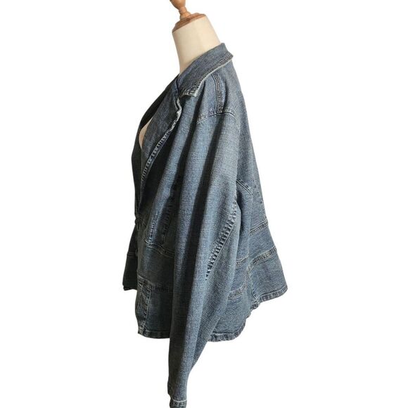 Venezia Vintage Denim Blazer Jacket Plus Size - Picture 4 of 8
